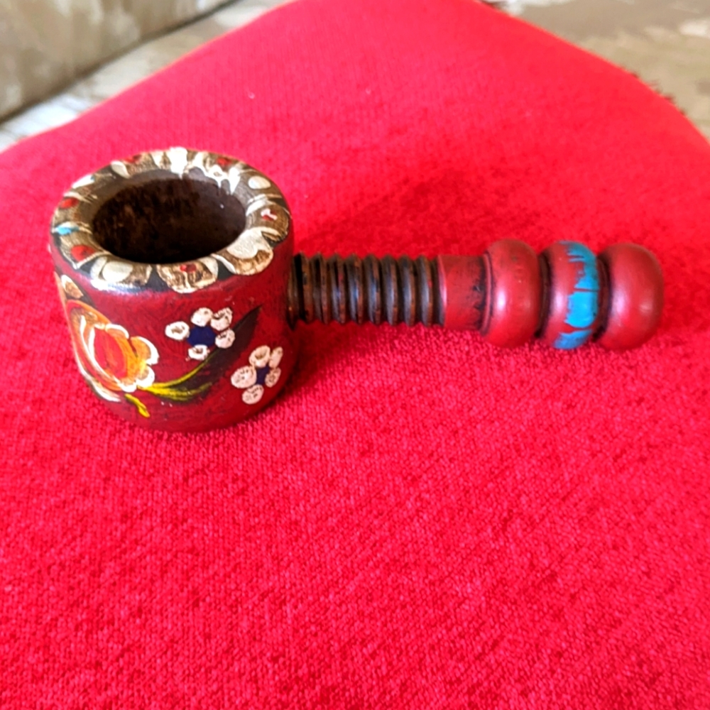 🇩🇪 VINTAGE BAVARIAN HANDPAINTED NUTCRACKER with SCREW RUSTIC BARWARE